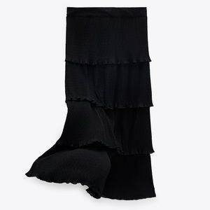 Zara Ruffled Dotted Mesh Midi Skirt